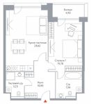 Планировка 2-комнатной квартиры, 76,6 м2