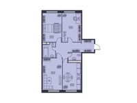 Планировка 3-комнатной квартиры, 87,3 м2