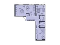 Планировка 3-комнатной квартиры, 63,7 м2
