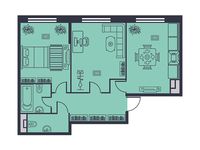 Планировка 2-комнатной квартиры, 61,7 м2