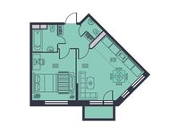 Планировка 2-комнатной квартиры, 45,6 м2