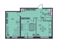 Планировка 2-комнатной квартиры, 63,2 м2