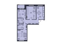 Планировка 3-комнатной квартиры, 78,4 м2