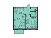 Планировка 2-комнатной квартиры, 44,2 м2