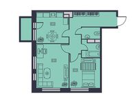 Планировка 2-комнатной квартиры, 52,6 м2