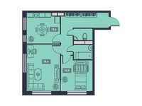 Планировка 2-комнатной квартиры, 51,7 м2