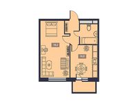 Планировка 1-комнатной квартиры, 37,6 м2