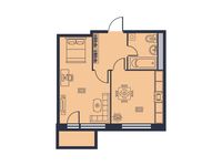 Планировка 1-комнатной квартиры, 41,8 м2