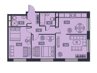 Планировка 3-комнатной квартиры, 68,1 м2