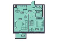 Планировка 2-комнатной квартиры, 45,1 м2