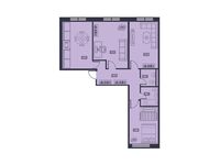 Планировка 3-комнатной квартиры, 65,4 м2