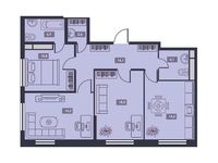 Планировка 3-комнатной квартиры, 77,4 м2