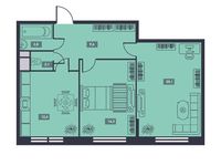Планировка 2-комнатной квартиры, 61,5 м2