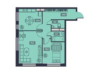 Планировка 2-комнатной квартиры, 51,7 м2