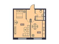 Планировка 1-комнатной квартиры, 41,8 м2