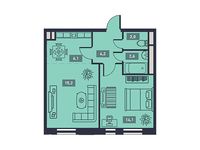 Планировка 2-комнатной квартиры, 44,2 м2