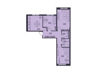 Планировка 3-комнатной квартиры, 69,3 м2