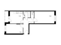Планировка 2-комнатной квартиры, 55,18 м2