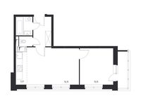 Планировка 2-комнатной квартиры, 38,85 м2