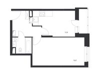 Планировка 1-комнатной квартиры, 38,49 м2