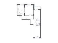 Планировка 3-комнатной квартиры, 74,59 м2