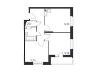 Планировка 2-комнатной квартиры, 55,09 м2