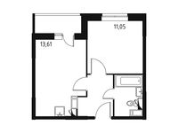 Планировка 1-комнатной квартиры, 34,87 м2