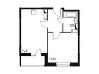 Планировка 1-комнатной квартиры, 39,14 м2