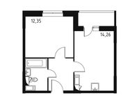 Планировка 1-комнатной квартиры, 37,13 м2