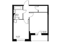 Планировка 1-комнатной квартиры, 38,01 м2