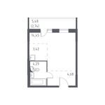 Планировка 3-комнатной квартиры, 55,54 м2