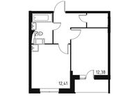 Планировка 1-комнатной квартиры, 37,63 м2