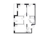 Планировка 3-комнатной квартиры, 69,44 м2