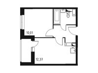 Планировка 1-комнатной квартиры, 31,81 м2