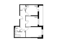 Планировка 2-комнатной квартиры, 57,74 м2