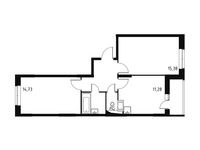 Планировка 2-комнатной квартиры, 53,84 м2