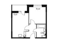Планировка 1-комнатной квартиры, 33,7 м2