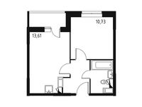 Планировка 1-комнатной квартиры, 34,29 м2