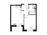 Планировка 1-комнатной квартиры, 35,6 м2