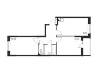 Планировка 2-комнатной квартиры, 54,65 м2