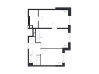Планировка 3-комнатной квартиры, 55,54 м2
