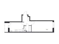 Планировка 1-комнатной квартиры, 37,59 м2