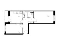 Планировка 2-комнатной квартиры, 55,22 м2