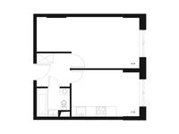 Планировка 1-комнатной квартиры, 35,49 м2