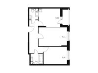 Планировка 2-комнатной квартиры, 55,08 м2