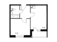 Планировка 1-комнатной квартиры, 37,83 м2
