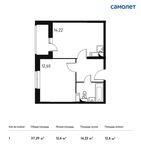 Планировка 1-комнатной квартиры, 37,29 м2