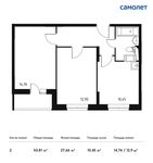Планировка 2-комнатной квартиры, 50,81 м2