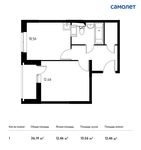 Планировка 1-комнатной квартиры, 36,19 м2