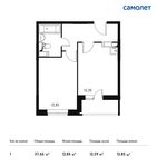 Планировка 1-комнатной квартиры, 37,65 м2
